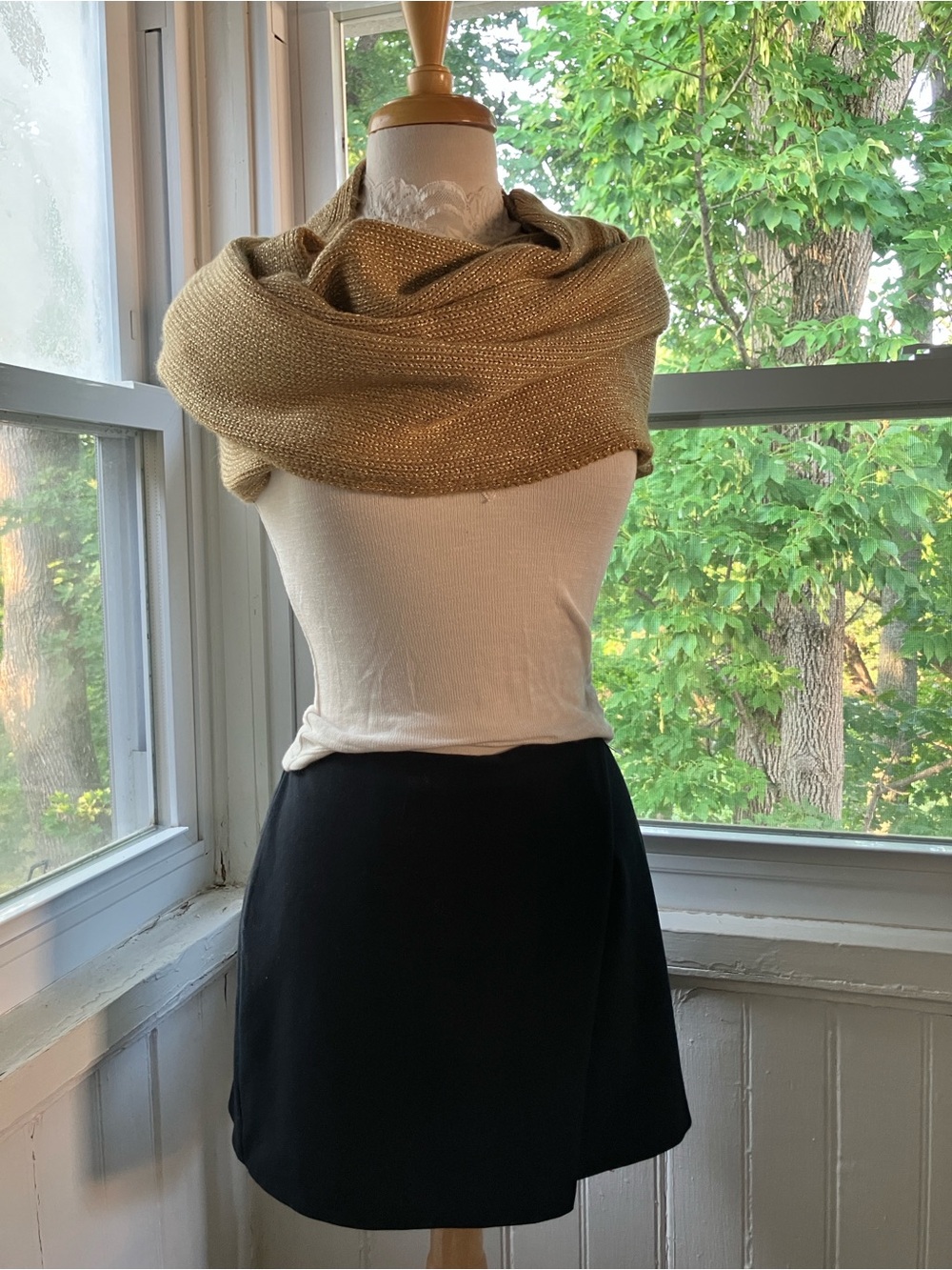 Shimmery Gold Knit Infinity Wrap
